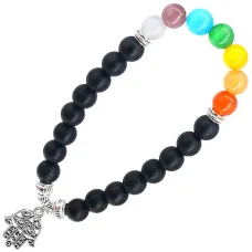 Браслет с подвеской на защиту от сглаза (Хамса) камень, 8 мм BX090