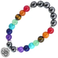 Браслет с подвеской на Просветление (Ом) камень, 8 мм BX101