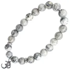 Браслет с подвеской на Просветление (Ом) камень, 8 мм BX148