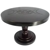 Алтарный столик с символом Тройной Луны и с Пентаграммой 20х30х30см, дерево ALT04