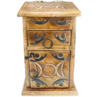 Шкатулка резная с символом Тройной Луны 23х10,5х12,5см, дерево L075-6