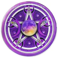 Подставка под горячее Луна с Пентаграммой 9см, металл, смола L811-5