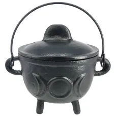 Ведьмин котел с символом Тройной Луны 12х9х15см, D11см, чугун R430-8