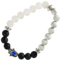 Браслет с подвеской от сглаза (Хамса), камень,8мм BX057