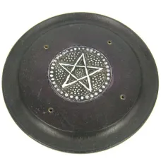 Подставка для благовоний круглая Пентаграмма 12 см, дерево, металл R288-5