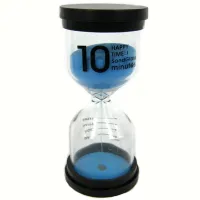 Песочные часы на 10 минут, синие, 10х4 см, стекло, пластик M066-11-С