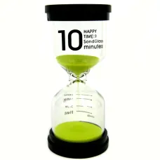 Песочные часы на 10 минут, зеленые, 10х4 см, стекло, пластик M066-11-З