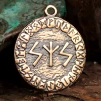 Руническая Формула №08 Солнечный щит, бронза, Д-24мм, 24*27мм (ФС 008) BV13-08