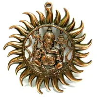 Панно Ганеш в круге 27см силумин R167