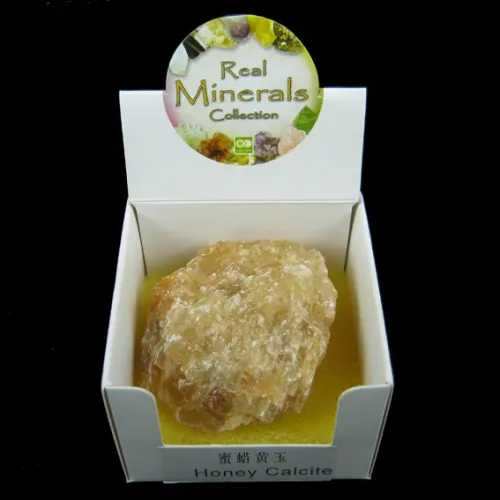 Минерал Honey Calcite Кальцит медовый в коробочке M814-15