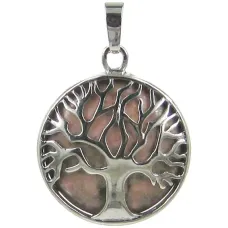 Амулет Родонит с Деревом жизни 40х26мм, камень, металл A118-12