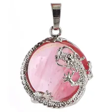 Амулет Халцедон с Драконом 35х25мм, камень, металл A117-16