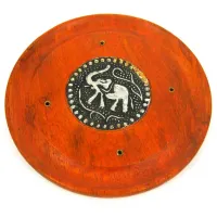 Подставка для благовоний круглая Слон 12 см, дерево, металл R288-2