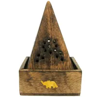 Подставка для благовоний конусных Пирамидка 14 см дерево WPCH01
