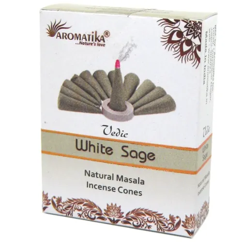 Благовония конусные масала Aromatika Vedic White Sage Белый Шалфей