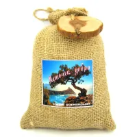 Мешочек в мешковине с можжевеловой плашкой Добра 10х14см KR039