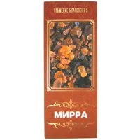 Благовония натуральные Мирра 10 палочек d.5мм L.10см с подставкой