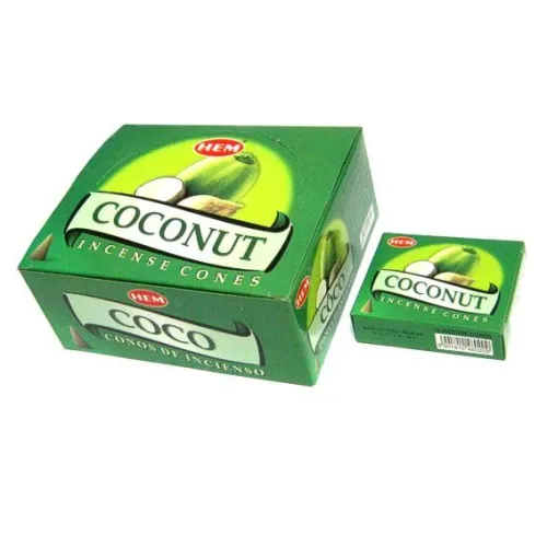 Благовония конусные HEM Coconut КОКОС блок 12 штук