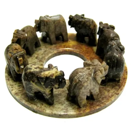 Подставка для благовоний 8 слонов d.10см, камень L051