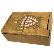 Шкатулка двустворчатая Морская черепаха 18х12х6см дерево IN0280