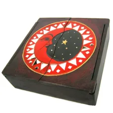 Шкатулка двустворчатая День-Ночь 20х20х6,5см дерево IN0286