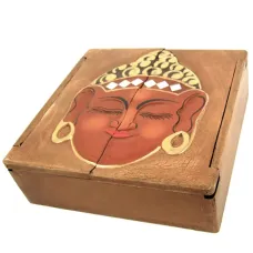 Шкатулка двустворчатая Будда 20х20 см дерево IN0283