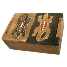 Шкатулка двустворчатая Ящерицы 18х12см дерево IN0282