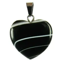 Амулет Сердце Черный агат 20мм A091-10