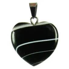 Амулет Сердце Черный агат 20мм A091-10