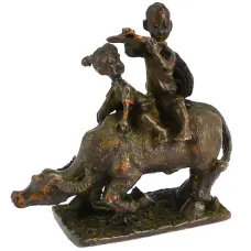 Статуэтка Пастух верхом на корове 58х63х53мм, бронза KB05-438
