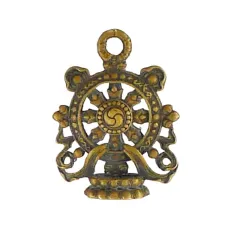 Амулет Дхармачакра (Колесо учения) 20х13мм, бронза KB01-306