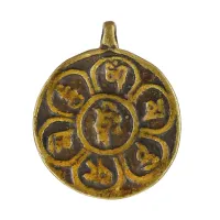 Амулет с мантрой Ом Мани Падме Хум 35х29мм, бронза KB01-322