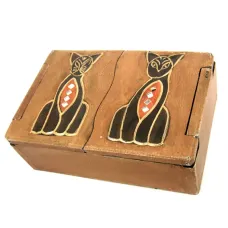 Шкатулка двустворчатая Кошки 18х12х6см дерево IN0279