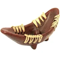 Подставка для благовоний Лодка 15х8 см, керамика, ротанг