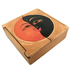 Шкатулка двустворчатая Солнце-Луна 20х20 см дерево IN0284