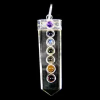 Подвеска 7 чакр горный хрусталь 5-6см камень R410-13