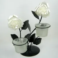 Подсвечник 22см металл, стекло K039-04