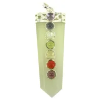 Подвеска 7 чакр зеленый кальцит 5-6 см камень R410-11