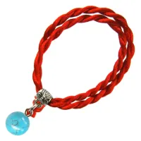 Браслет красный витой с камнем Туркенит 8мм,цвет сереб, металл, текстиль KV12