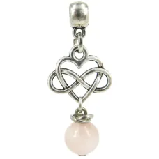 Амулет на Любовь (Сердце) с камнем Розовый кварц 8мм,цвет сереб, металл, текстиль RK010084