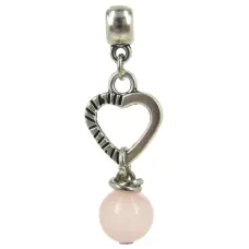 Амулет на Любовь (Сердце) с камнем Розовый кварц 8мм,цвет сереб, металл, текстиль RK010085