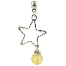 Амулет на Защиту от зла (Пентаграмма) с камнем Цитрин 8мм,цвет сереб, металл, текстиль RK380390