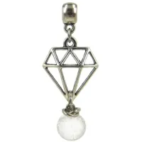 Амулет на Раскрытие потенциала (Диамант) с камнем Сахарный кварц 8мм,цвет сереб, металл, т RK540370