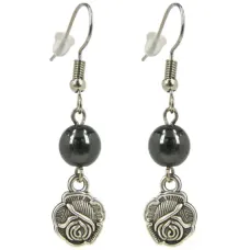 Серьги на Любовь (Роза) с камнем Гематит 8мм,цвет сереб, металл SP110150