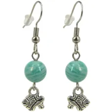 Серьги на Силу (Лев) с камнем Амазонит 8мм,цвет сереб, металл SP550335