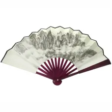 Веер 26х42см дерево, ткань N008-34