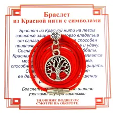 Браслет из красной нити на Развитие (Дерево Жизни),цвет сереб, металл, текстиль AB0040