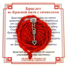 Браслет красный витой на Любовь (Стрела),цвет сереб, металл, текстиль AV0170