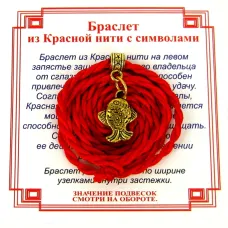 Браслет красный витой на Исполнение желаний (Рыбка),цвет золот, металл, текстиль AV0560