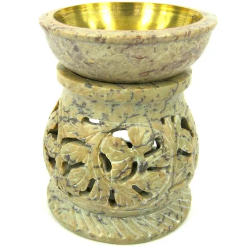 Аромалампа камень 10см, чаша с бронзовой вставкой L055-07